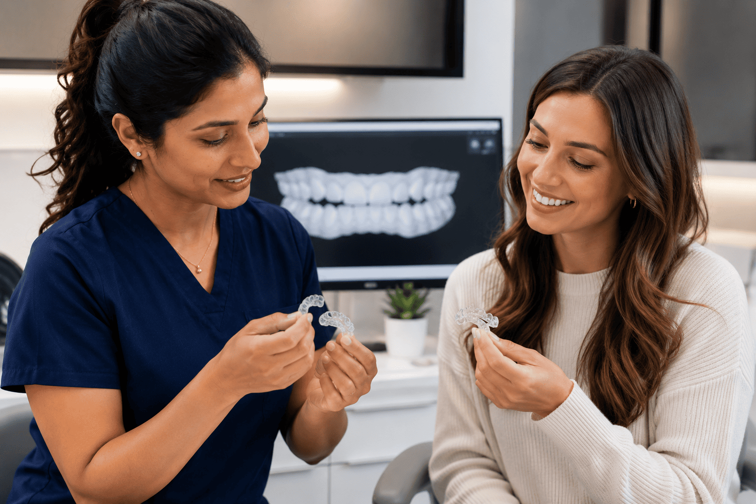 Dentist explaining clear aligners in Phoenix