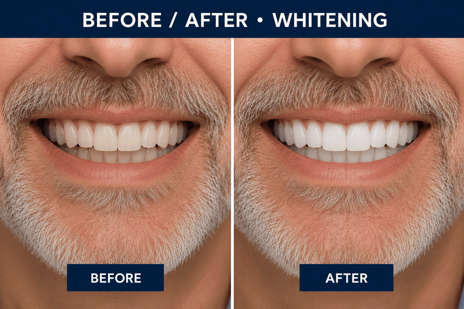 Teeth whitening before and after result