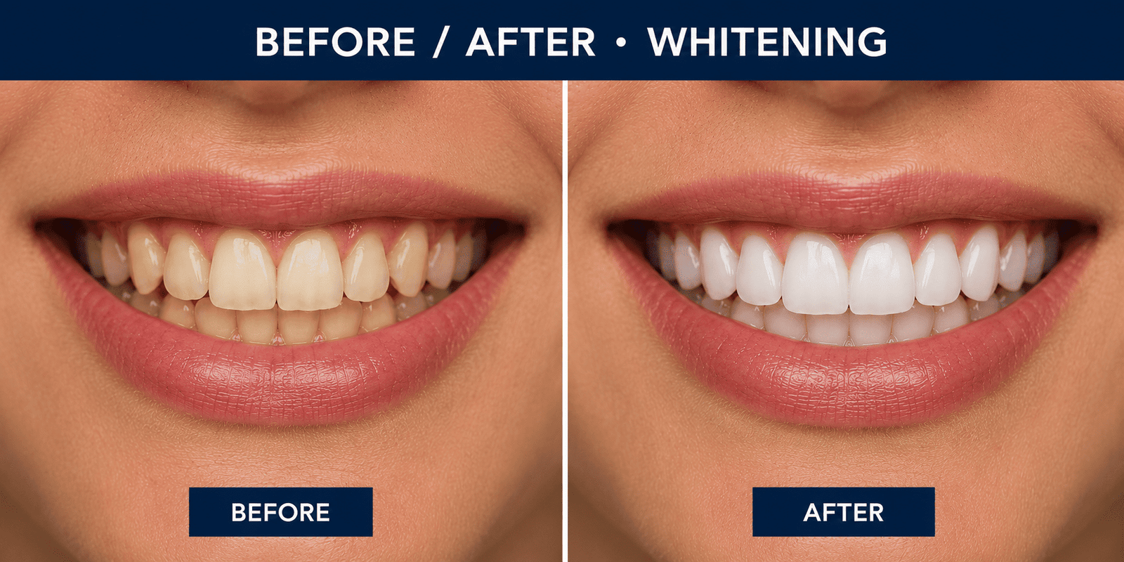 Teeth whitening before and after result