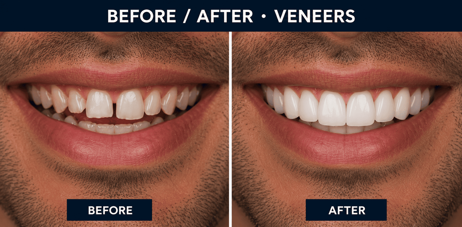 Veneers before and after result