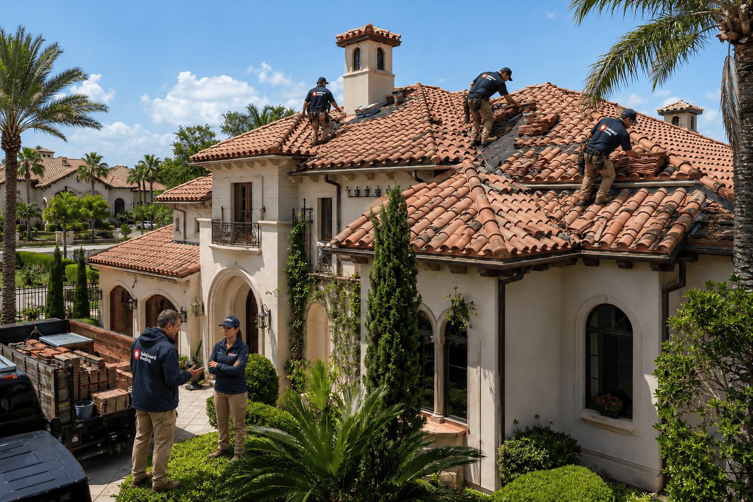 SafeGuard Roofing tile roof project on a large residential home