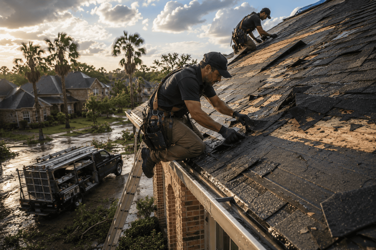 Gutters and downspouts on a home